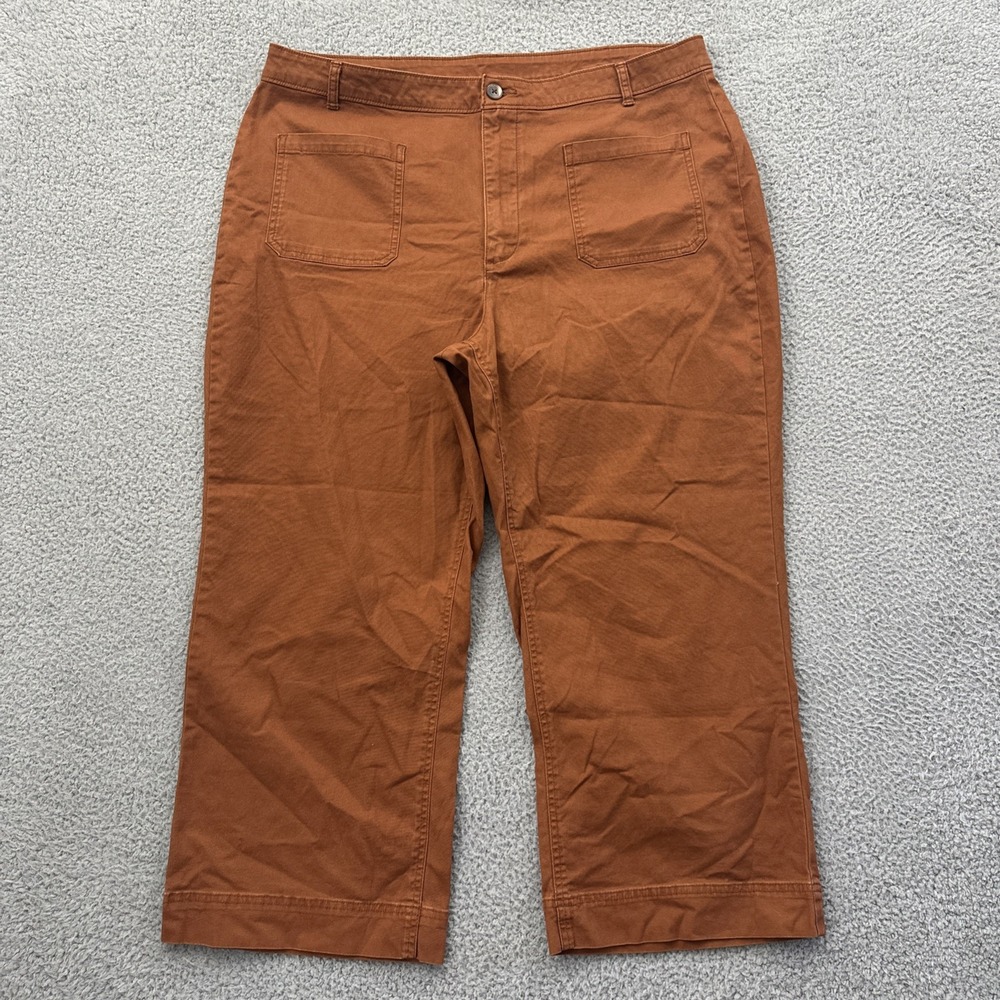 Old Navy High Rise Wide Leg Pants Burnt Rust Orange Retro Boho Women's 18 x 25